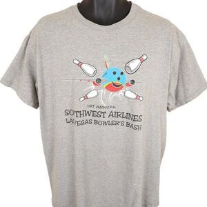 Vintage Southwestern Airlines T Shirt Mens Size XL Gray Y2K Las Vegas Bowlers